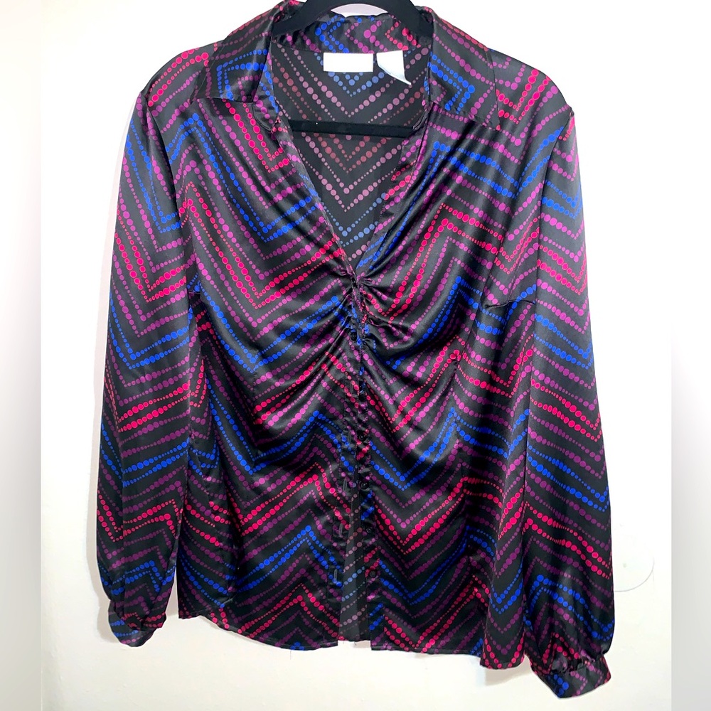 Worthington long sleeve blouse silky FEEL dressy casual top women size 1X
